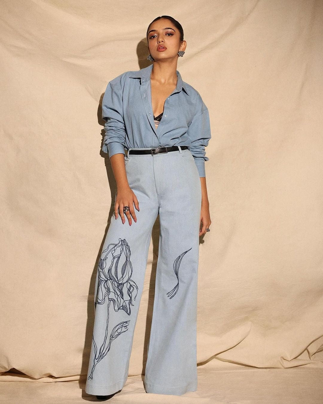Flower de Luce Denim Pants and Cloud Shirt